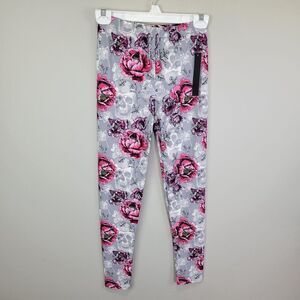 New Mix Skulls Pink Flowers Polyester Spandex Ankle Leggings One Size Fits‎ All